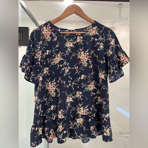 Navy floral top